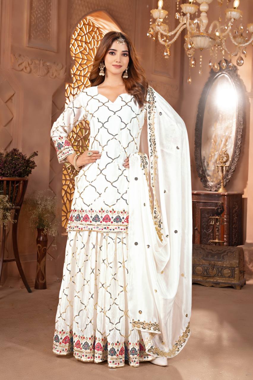 Amrapali Trend Sharara Suit With Exquisite Embroidery Is Perfect For Festivals And Weddings. - Image 6