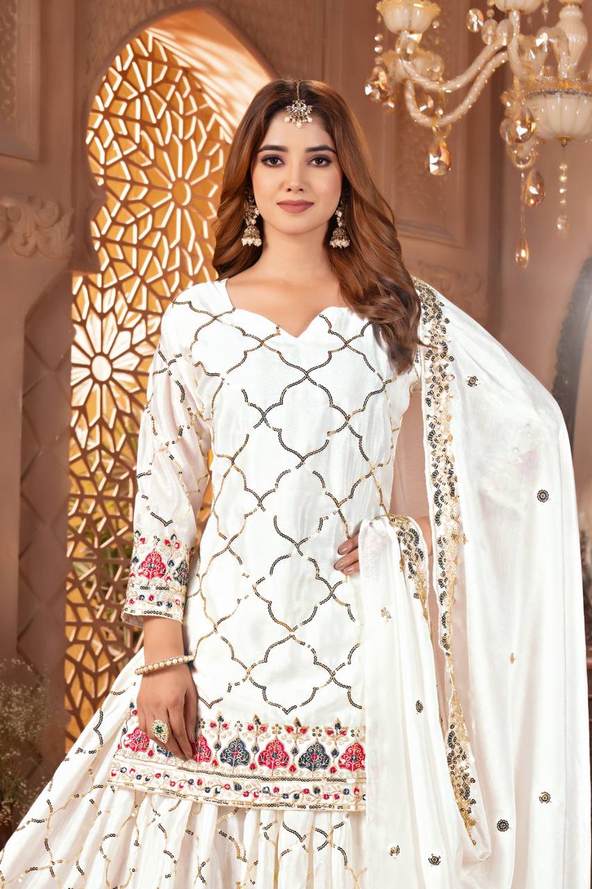 Amrapali Trend Sharara Suit With Exquisite Embroidery Is Perfect For Festivals And Weddings. - Image 7