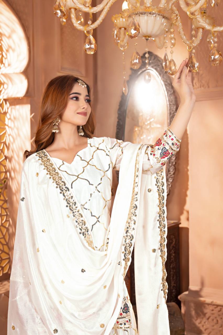 Amrapali Trend Sharara Suit With Exquisite Embroidery Is Perfect For Festivals And Weddings. - Image 9