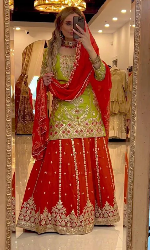 Heavy Sequence Work Chinnon Silk Palazzo Suit for Women & Festive Ethnic Wear - Image 3
