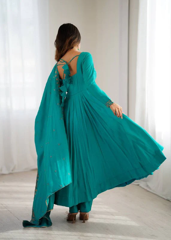 High-Premium Roman Chanderi Silk Anarkali Set - Image 6