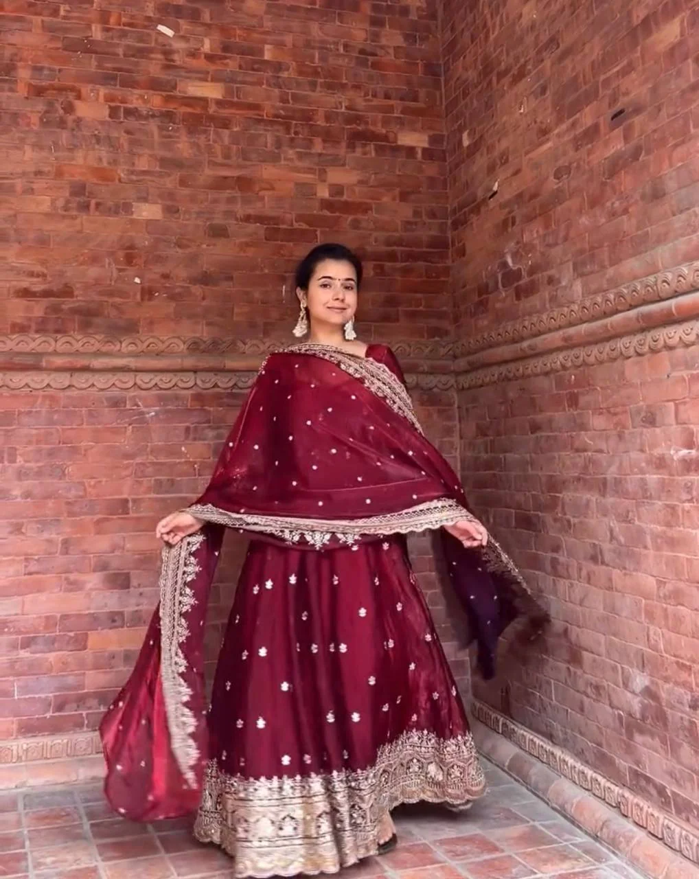Maroon Bridal Anarkali Gown with Heavy Golden Embroidery  Wedding & Festive Ethnic Wear for Women - Image 4