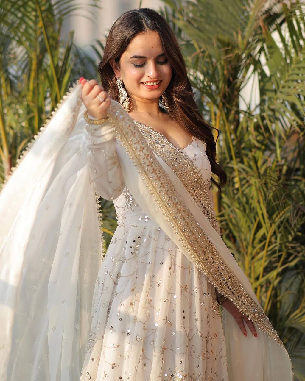 Amrapali Trend Premium Faux Georgette Embroidered Anarkali Gown with Churidar & Dupatta - Image 3