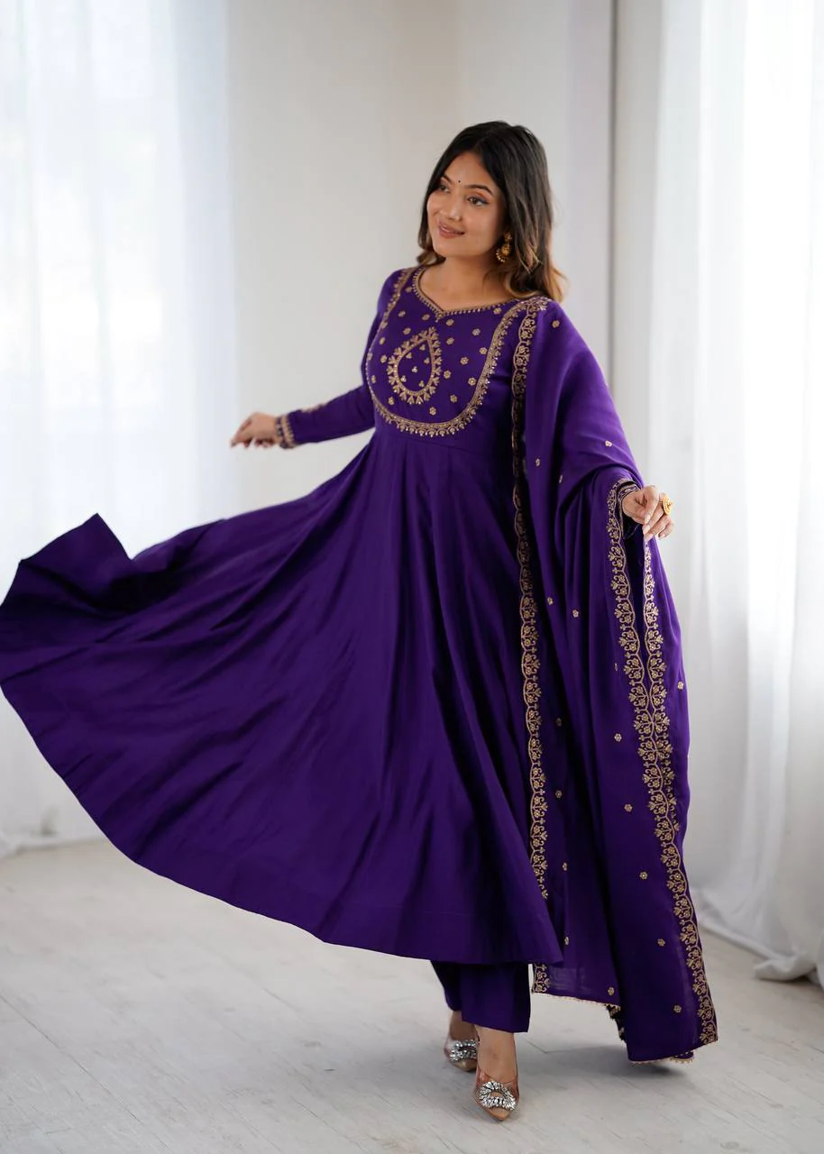 Roman Chanderi Silk Anarkali with Fancy Dupatta - Image 12