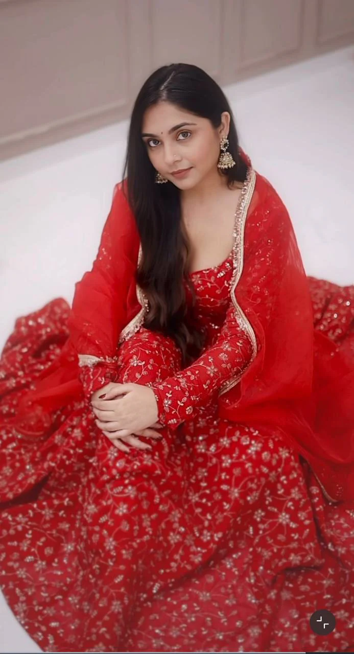 Red Embroidered Anarkali Suit with Dupatta for Women | Designer Party Wear Kurta Set for Wedding & Festive - Image 3