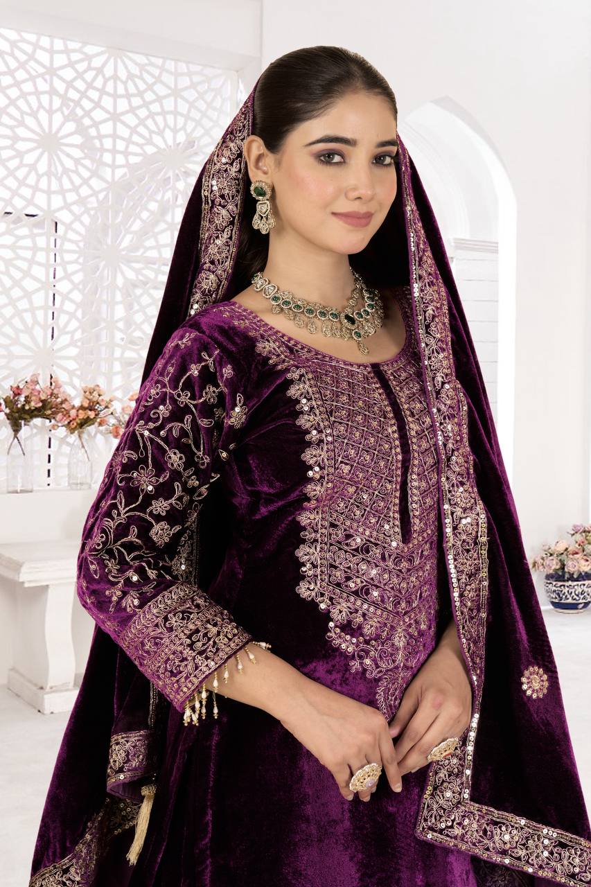 Royal Velvet Embroidered Suit Set - Image 3