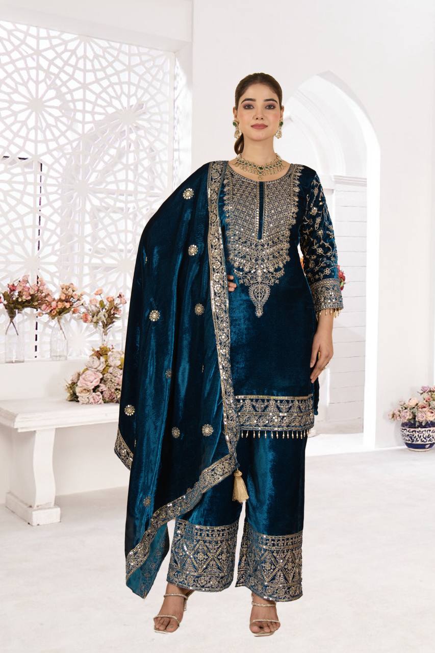 Royal Velvet Embroidered Suit Set - Image 6