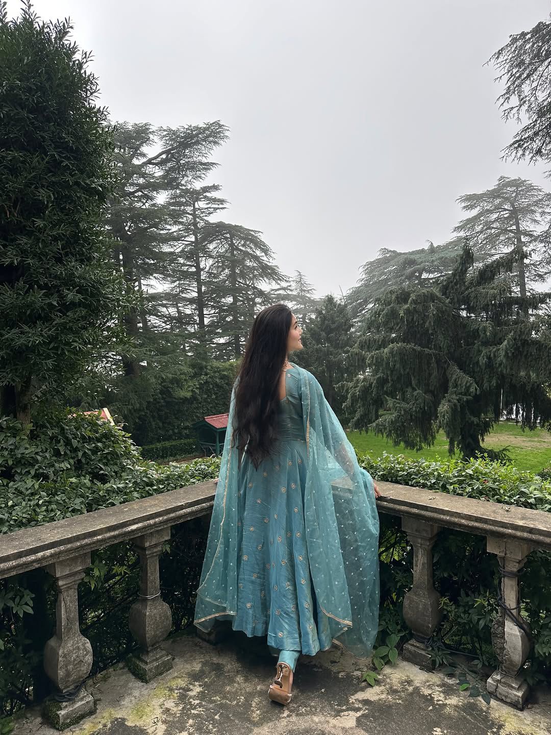 Sky Blue Designer Anarkali Suit for Women | Fendy Silk Embroidery Gown Set - Image 4