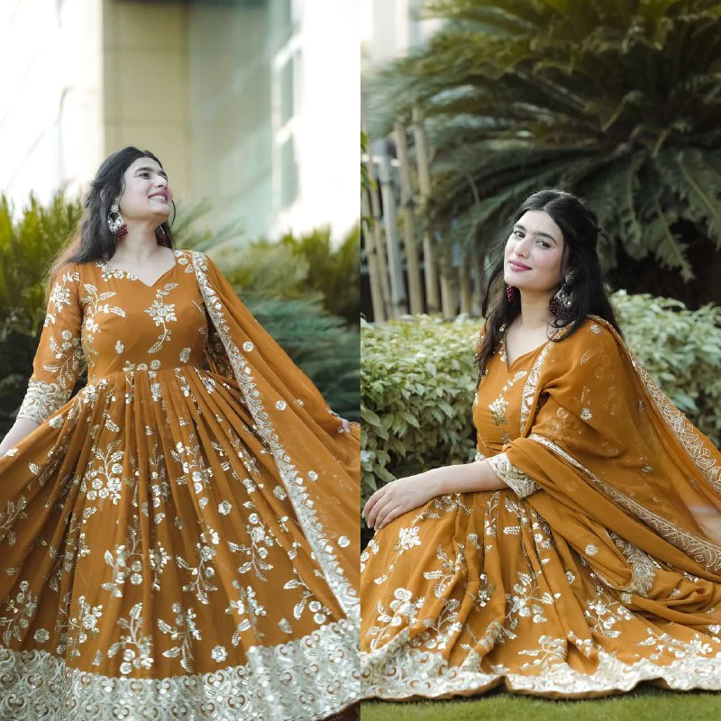 The Glow of the Haldi Special Gown in Tradition - Image 5