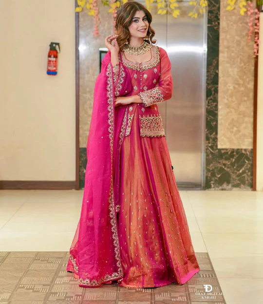 Designer Lehenga Set for Women | Shimmer Silk Festive Wear with Heavy Embroidery - Image 5