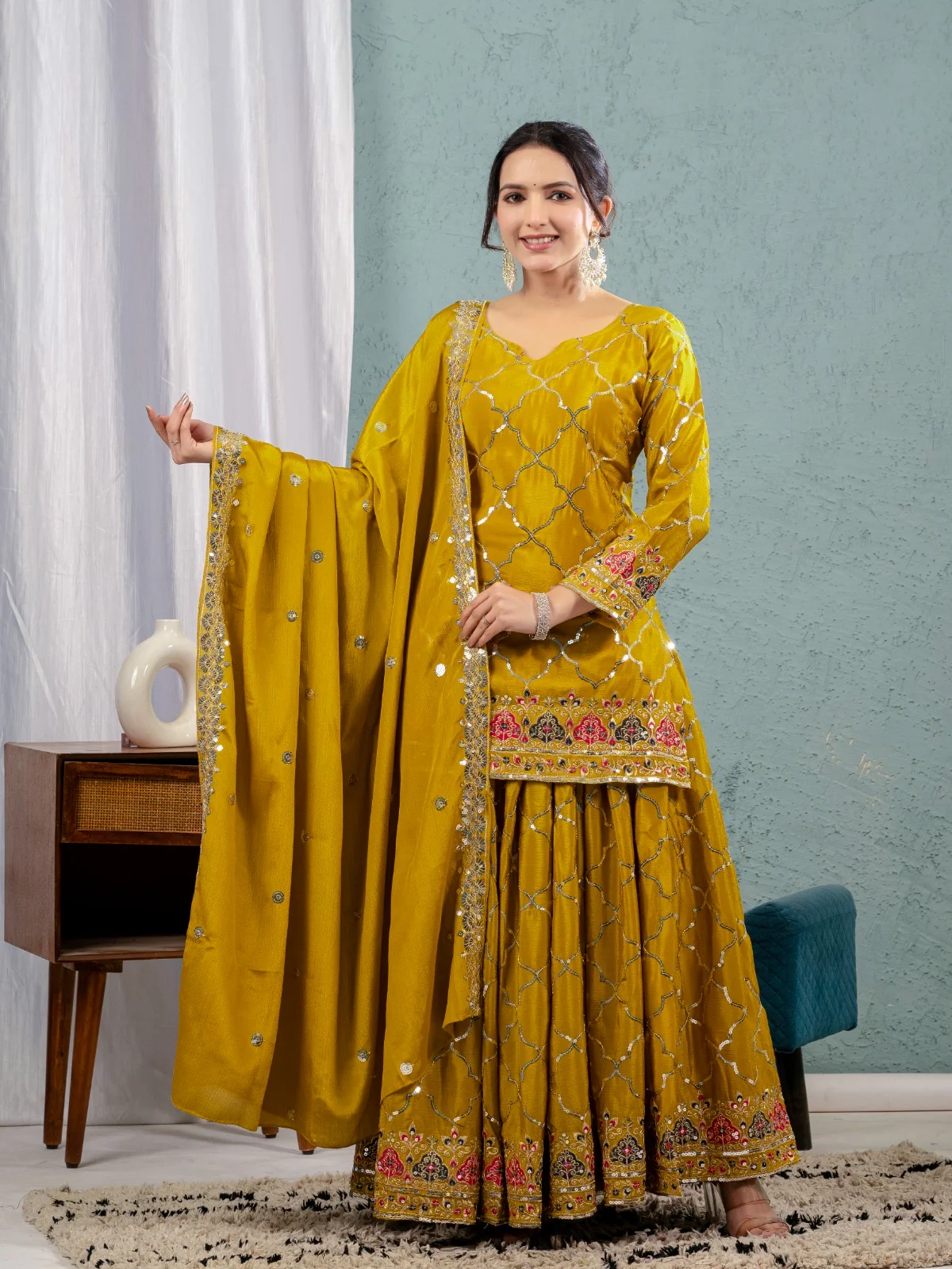 Wear our glowing yellow sharara outfit and shine brighter than the sun. - Image 15