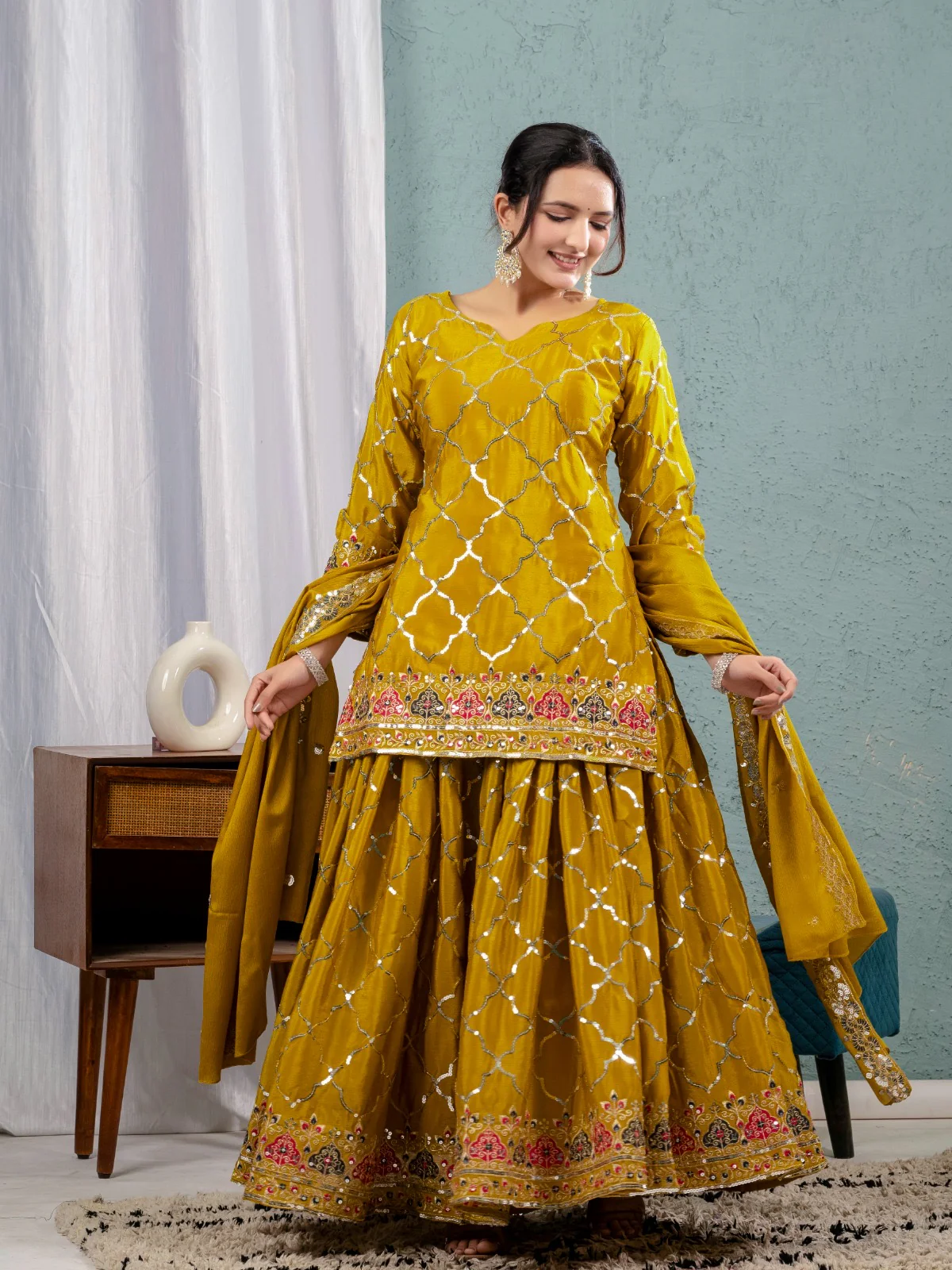 Wear our glowing yellow sharara outfit and shine brighter than the sun. - Image 20