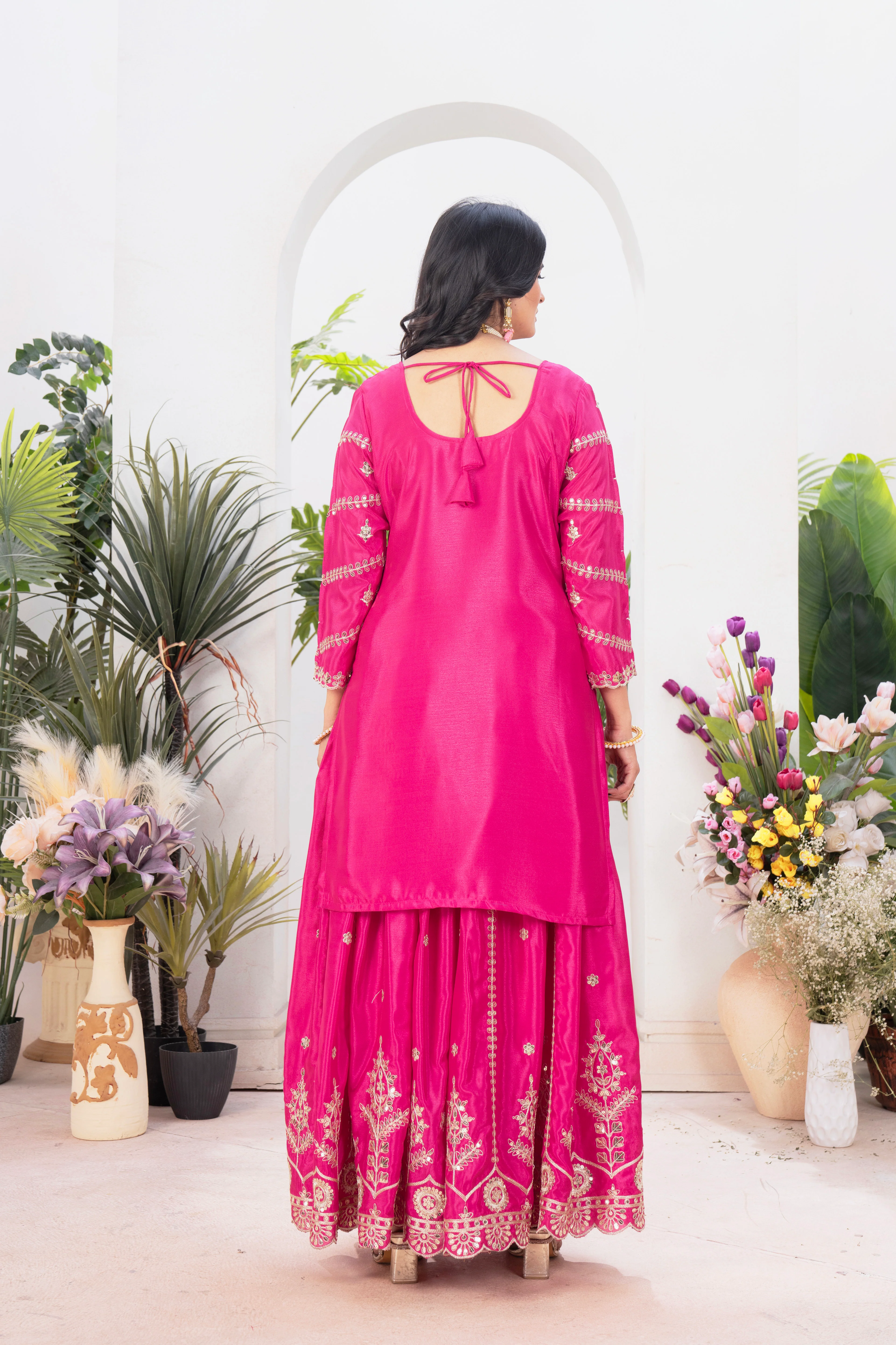 Gorgeous pink lehenga sharara outfit, which combines tradition and modern flair, you may step into elegance. - Image 3